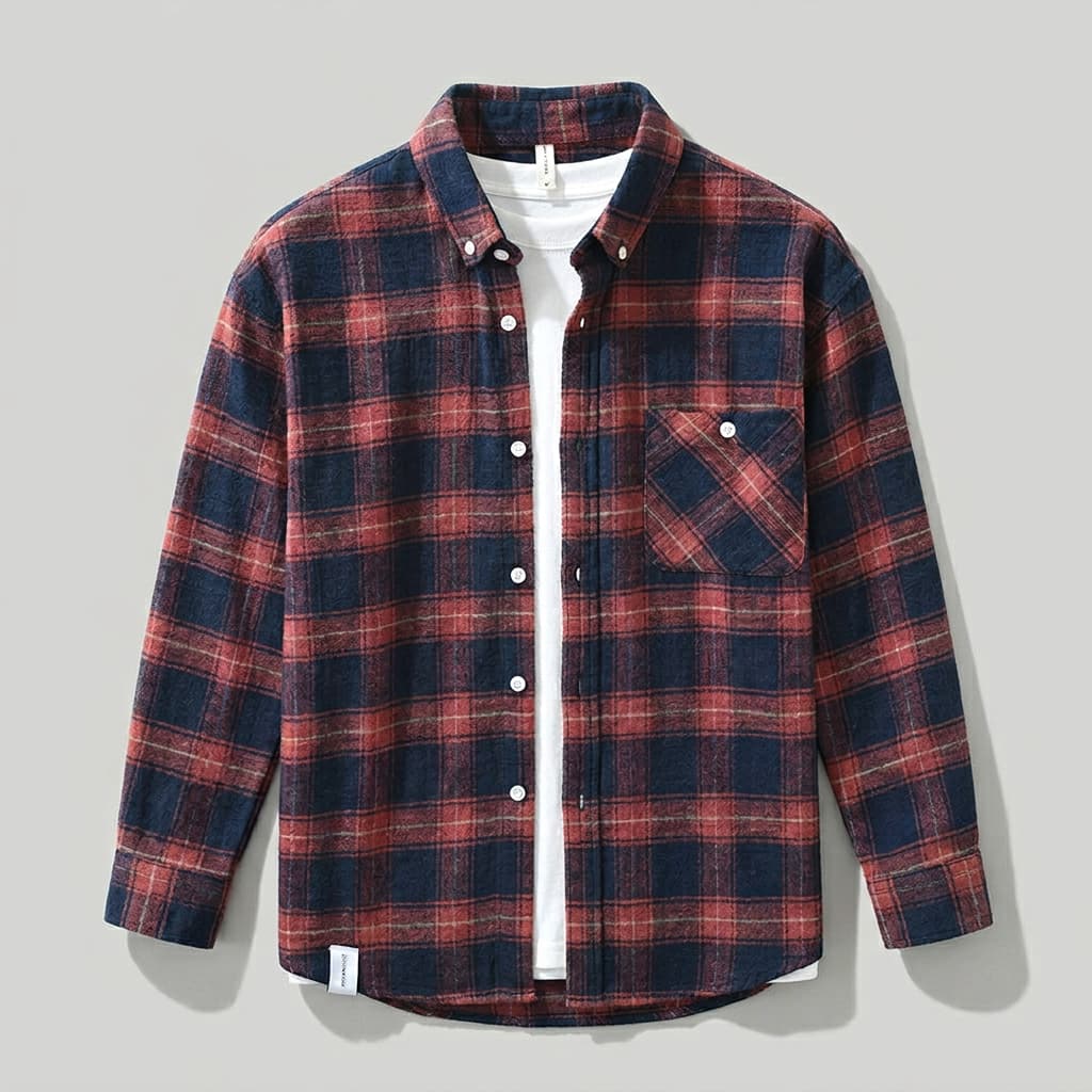 Roman Plaid Shirt in Red — men's premium cotton plaid long-sleeve button-up