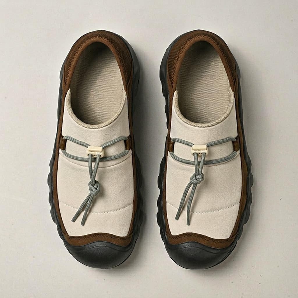 Amos Canvas Sneakers — premium cushioned slip-on with bungee toggle and lugged sole