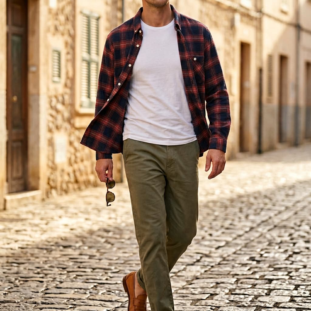 Roman Plaid Shirt in Red — men's premium cotton plaid long-sleeve button-up