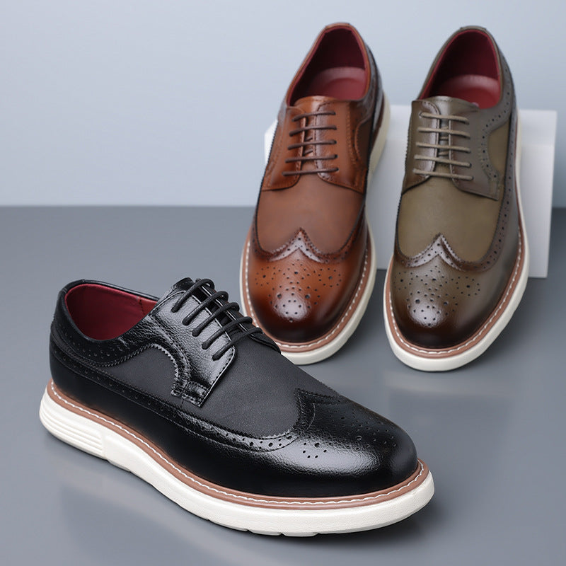 Cassian Brogue Sneakers — leather wingtip brogues shown in multiple colors