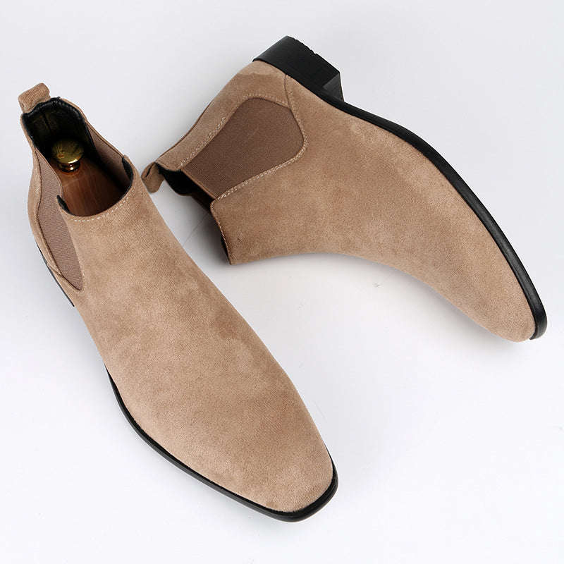 Wade Chelsea Boots in Beige — angled pair on a clean white background