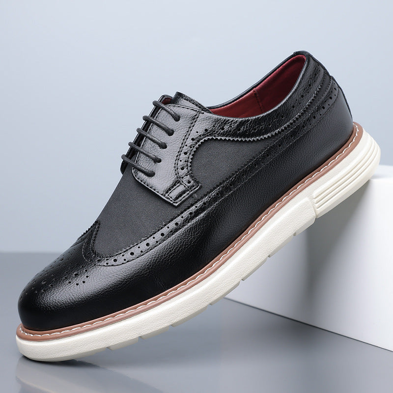 Cassian Brogue Sneakers in Black — leather wingtip brogue upper on a white sneaker sole