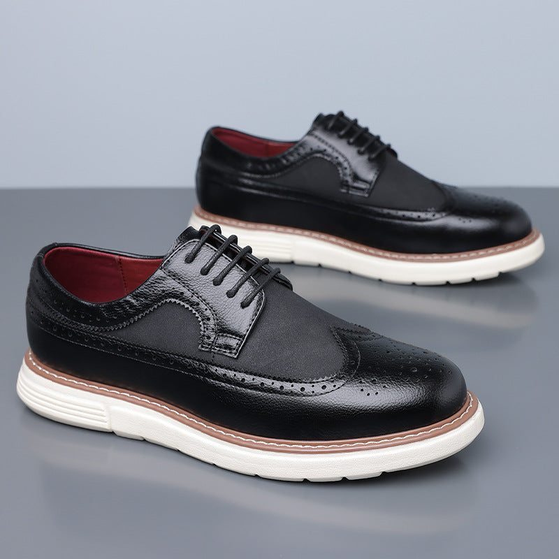 Cassian Brogue Sneakers in Black — leather wingtip brogue upper on a white sneaker sole