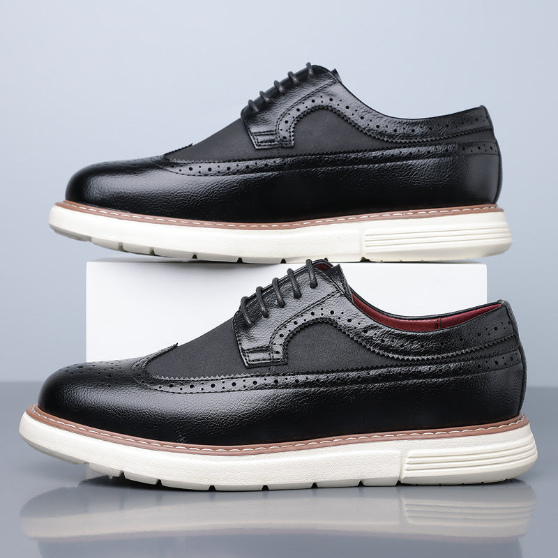 Cassian Brogue Sneakers in Black — leather wingtip brogue upper on a white sneaker sole