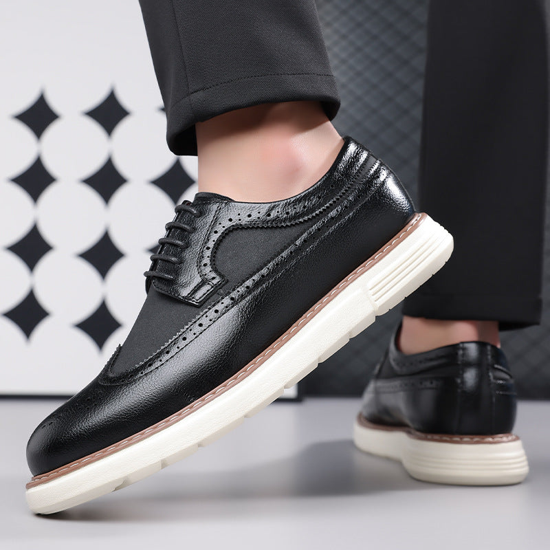 Cassian Brogue Sneakers in Black — leather wingtip brogue upper on a white sneaker sole