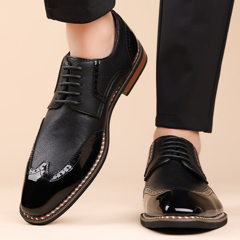 Spencer Brogue Sneakers in Black — worn with tailored trousers
