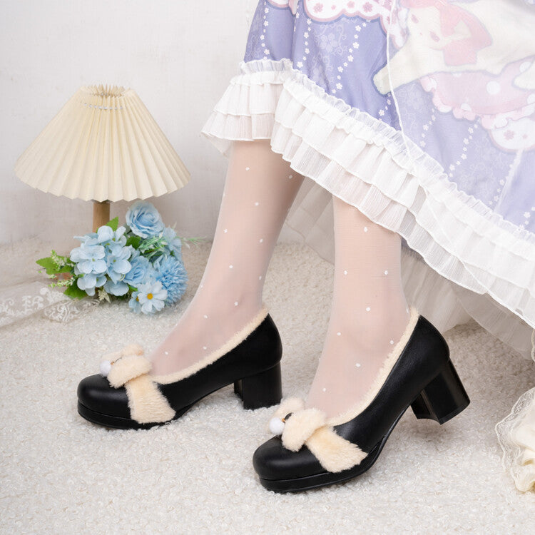 Camille Plush Pumps in Black — worn on foot showing the platform sole