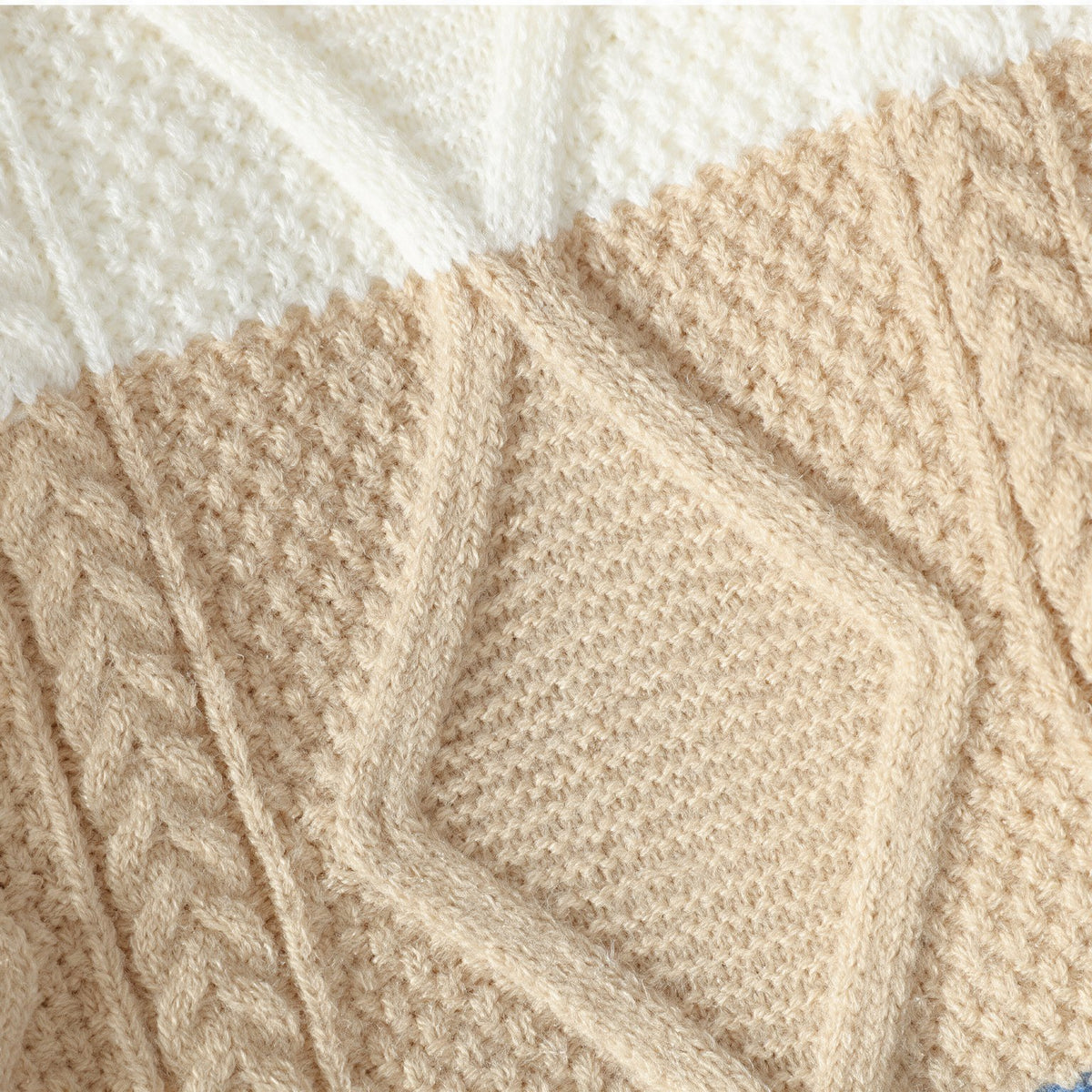 Sawyer Cable-Knit Sweater in Blue — plush knit texture closeup