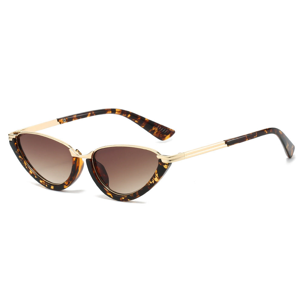 Nadia Cat-Eye Sunglasses in Leopard — bold retro cat-eye sunglasses with gold-tone top bar