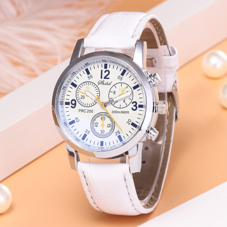 Beckett Chronograph Watch in White — stainless steel with leather strap