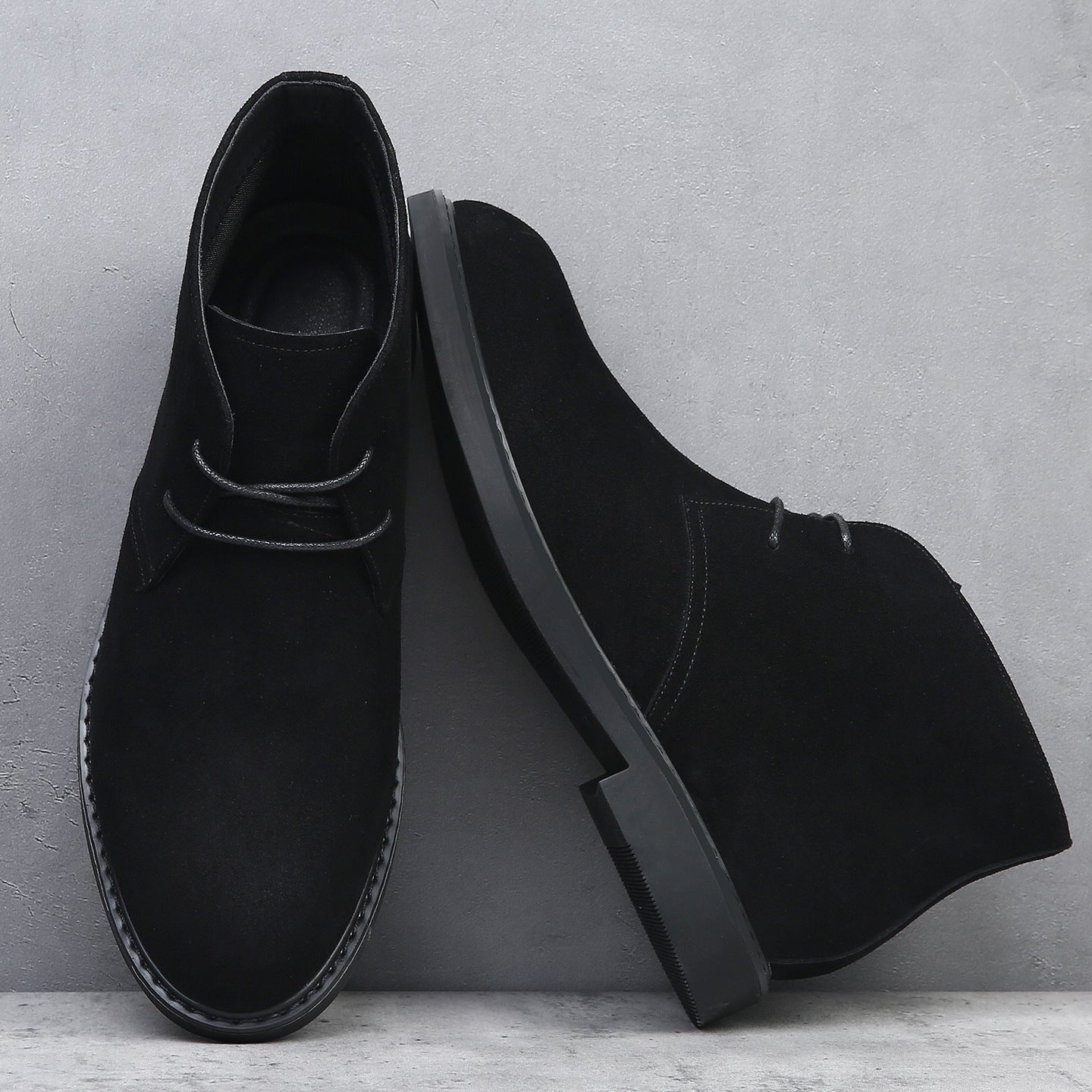 Levi Chukka Boots in Black — suede desert boot with gum sole