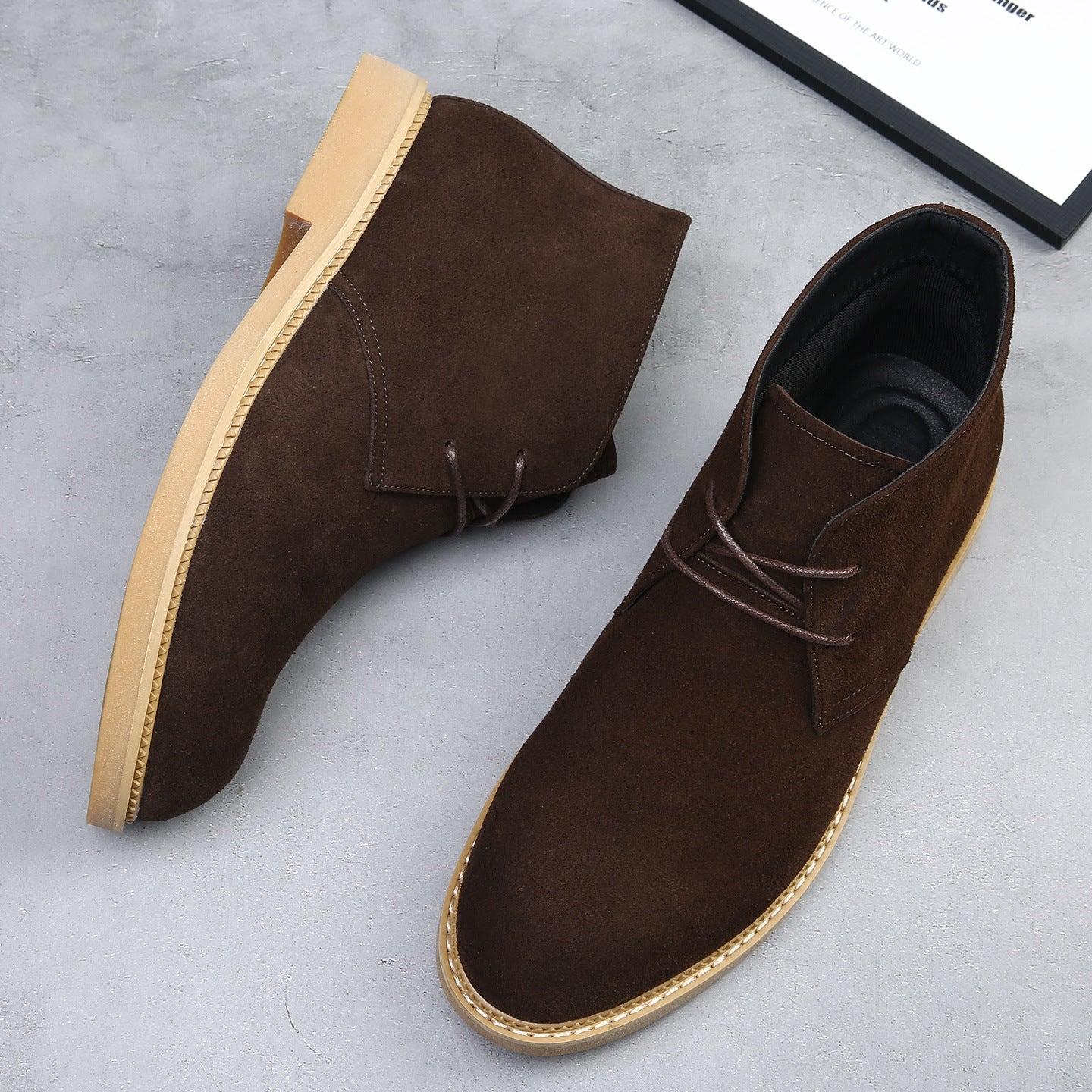 Levi Chukka Boots in Dark Brown — suede desert boot with gum sole
