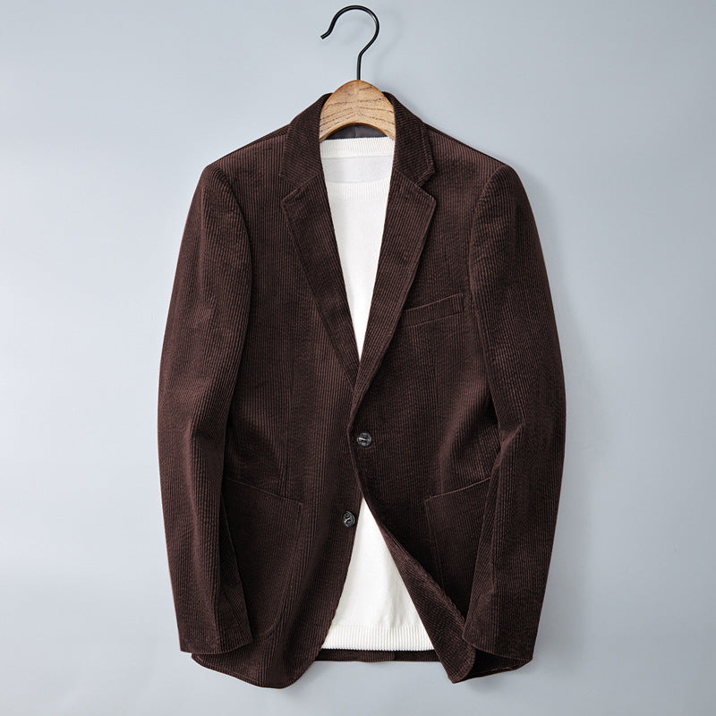 Otto Corduroy Blazer in Black — men's two-button notched-lapel corduroy blazer