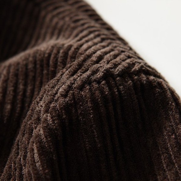 Soren Corduroy Blazer in Dark Brown — close-up of wale corduroy texture
