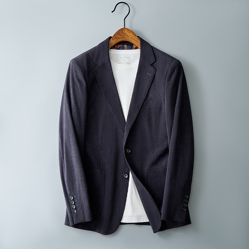 Dante Corduroy Blazer in Navy Blue — rich ribbed corduroy with notched lapel