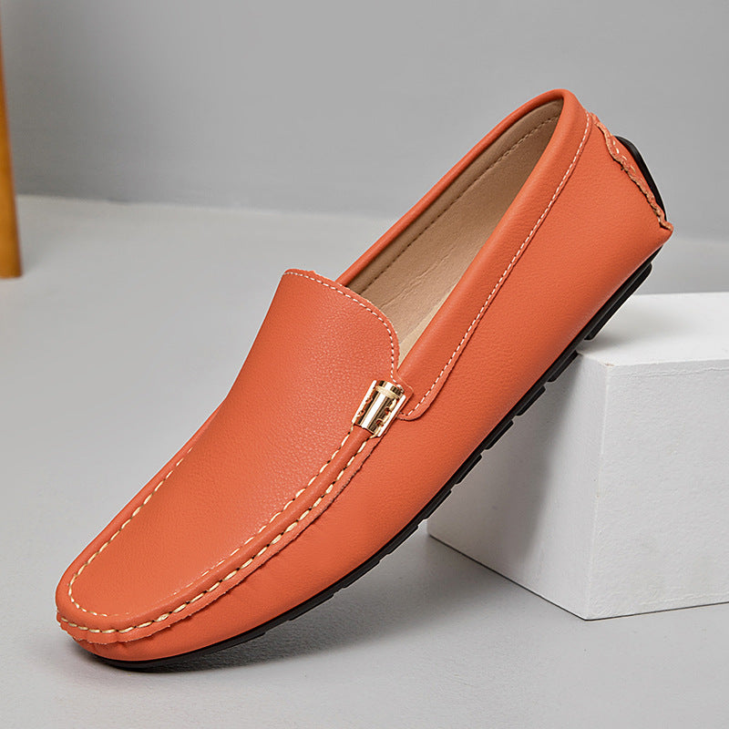 Emile Moccasin Loafers in Orange — men's slip-on leather driving loafers | Spaydes
