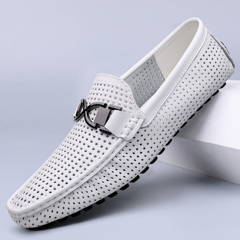 Rafferty Loafers in White — breathable perforated driving loafers