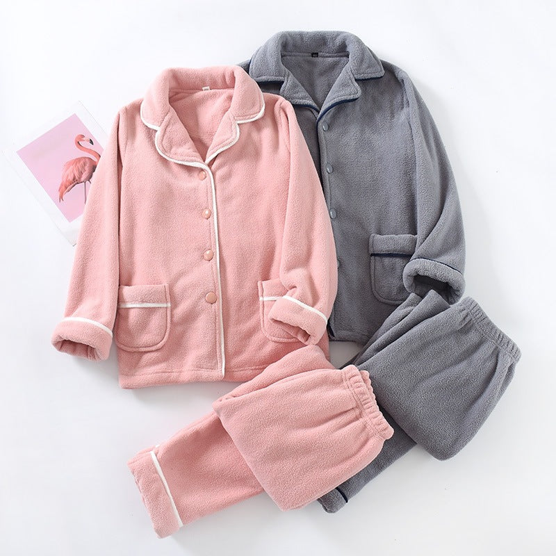 Freya Pajama Set — Pink and Gray plush fleece pajama sets side by side