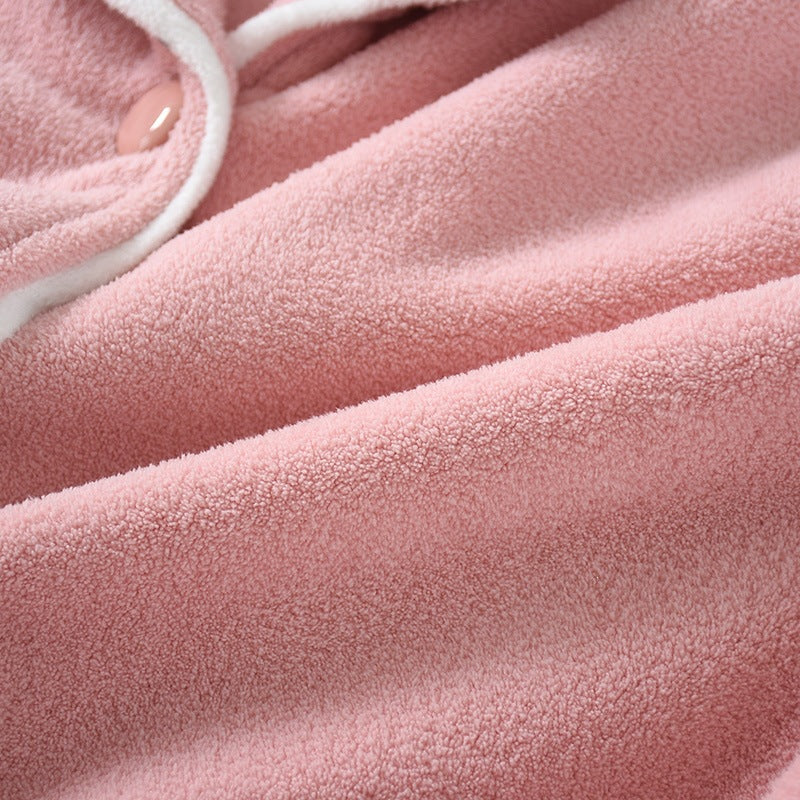 Freya Pajama Set in Pink — close-up of the soft plush fleece texture
