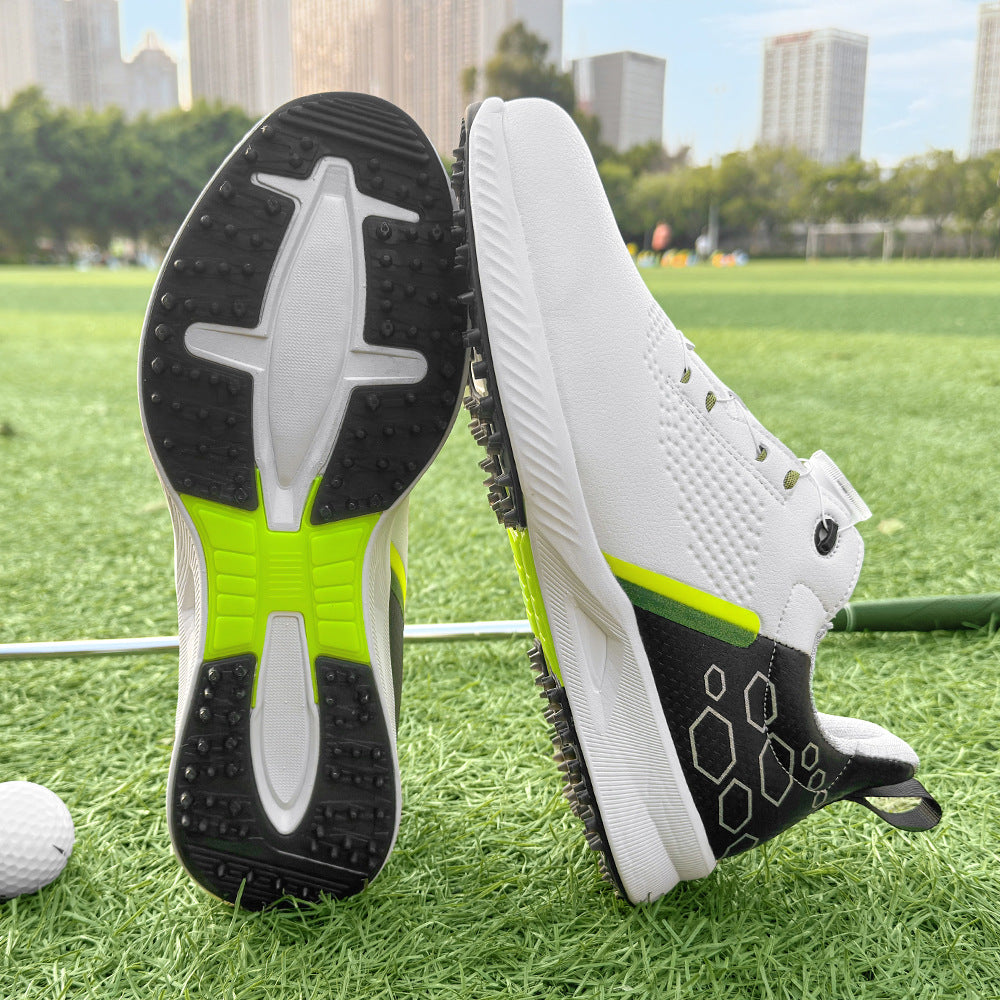 Giuliano Golf Shoes in Black — Men's BOA-dial spiked golf shoe with mesh upper