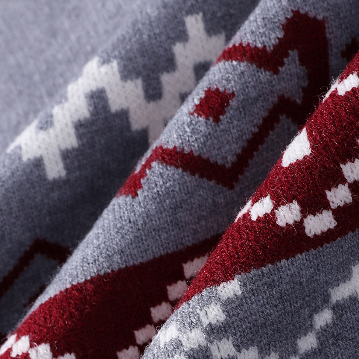 Callum Knit Cardigan in Gray — patterned knit detail
