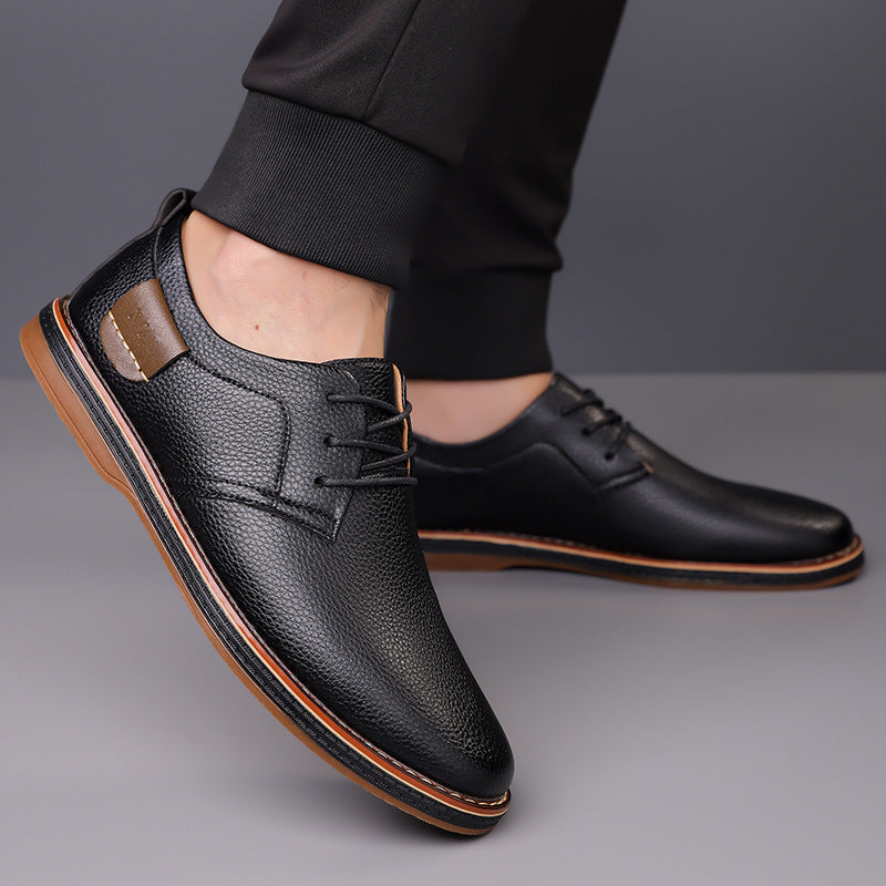 Franco Derby Shoes in Black — smooth leather lace-up dress shoe