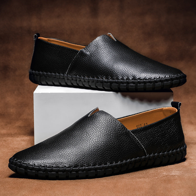 Pierce Moccasin Loafers in Black — men's slip-on leather loafers