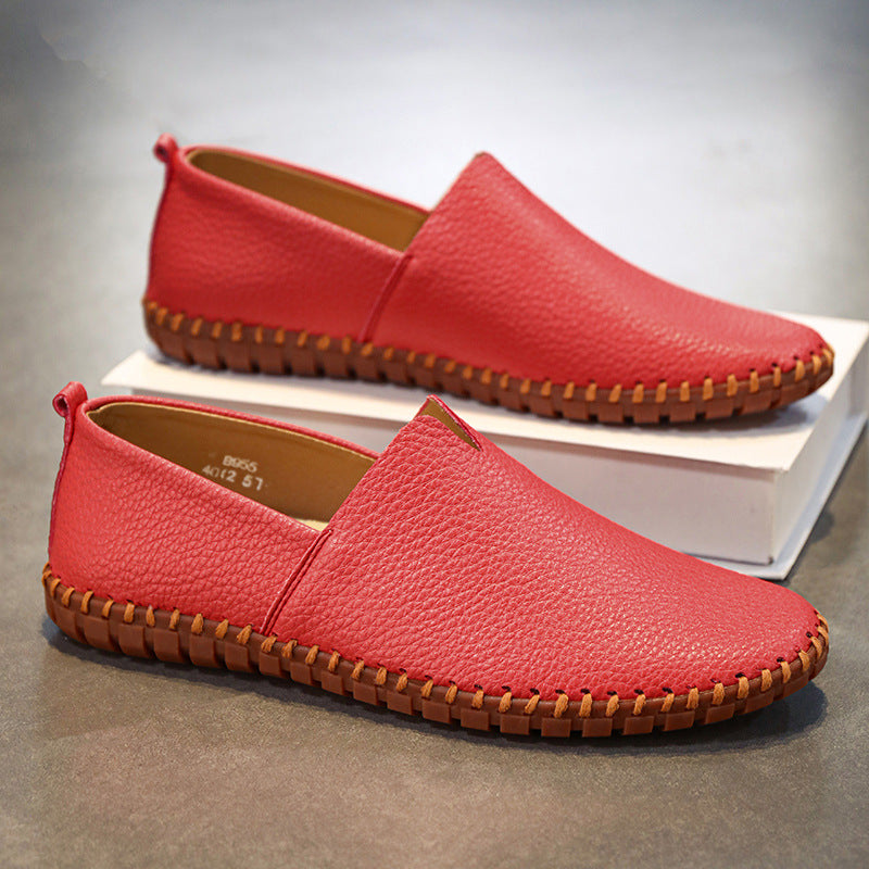 Cole Leather Espadrilles in Red — men's slip-on leather shoe with hand-stitched sole