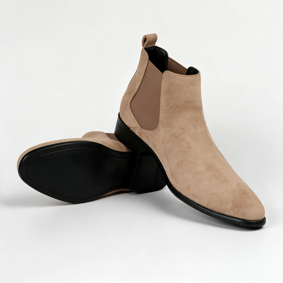Wade Chelsea Boots in Beige — pair with the stitched sole showing