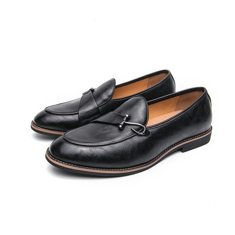 Massimo Leather Loafers in Black — rich smooth leather slip-on