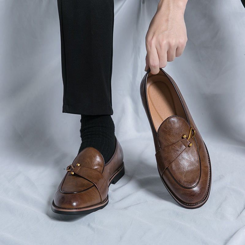 Massimo Leather Loafers in Brown — on-foot lifestyle shot