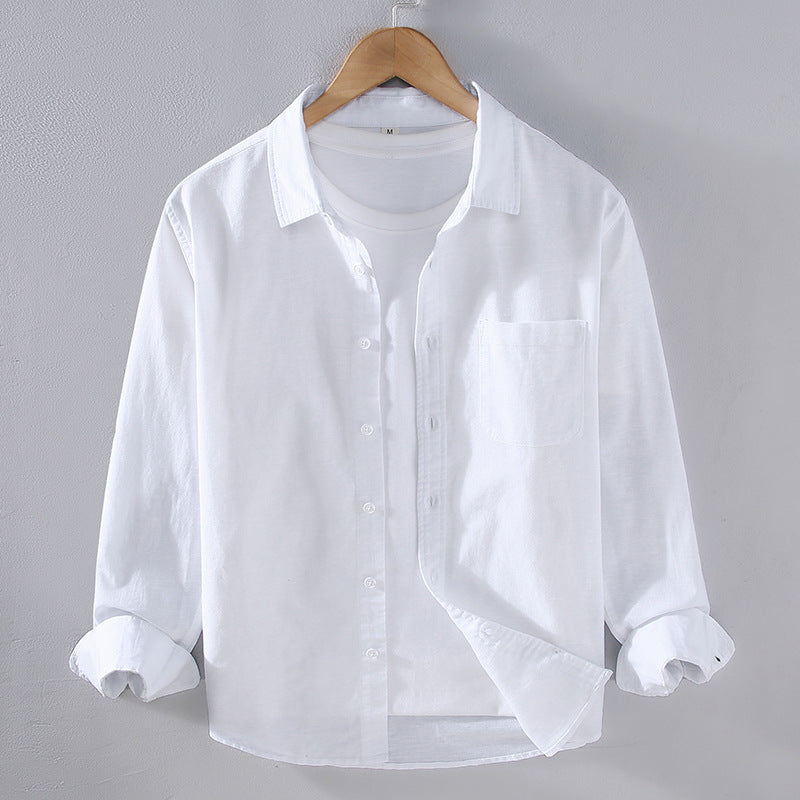 Pietro Linen Shirt in White — lightweight gossamer linen button-up