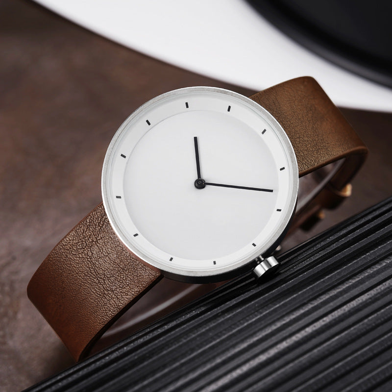 Hayes Leather Watch in White — minimalist watch with leather strap