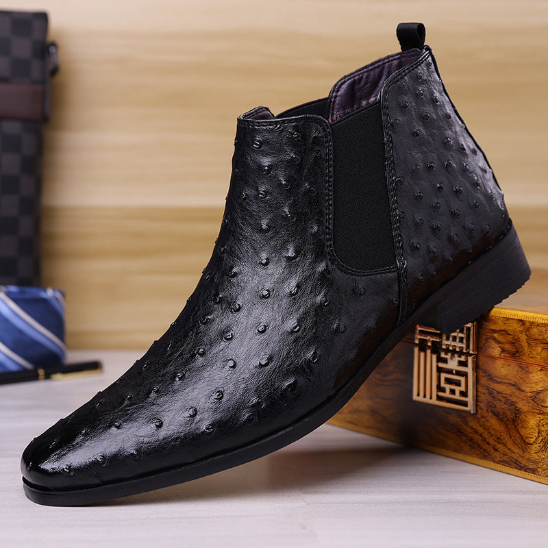 Grant Chelsea Boots in Black — side profile showing the elastic gore and low stacked heel