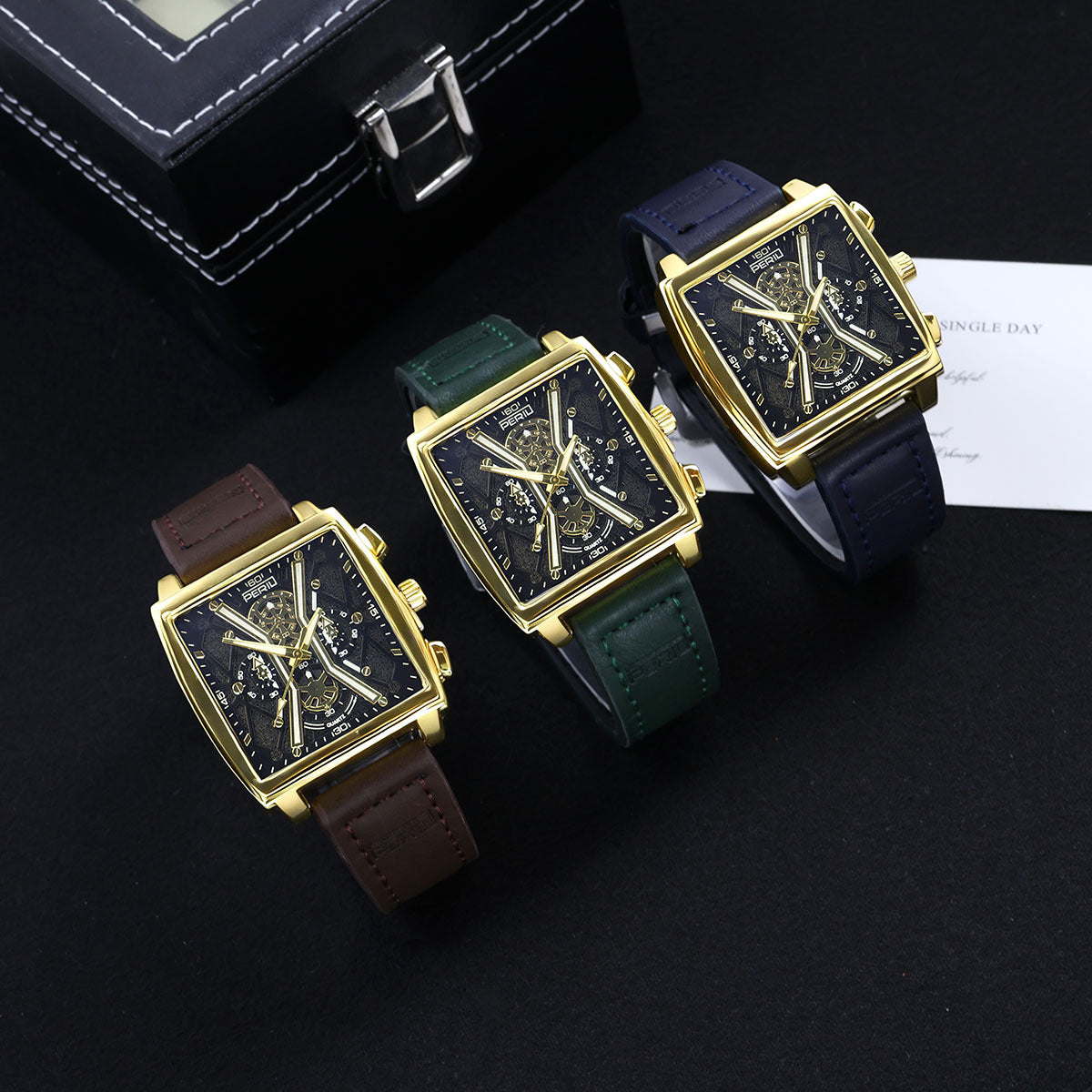 Sinclair Skeleton Watch — close-up of the exposed skeleton movement and gold baton markers