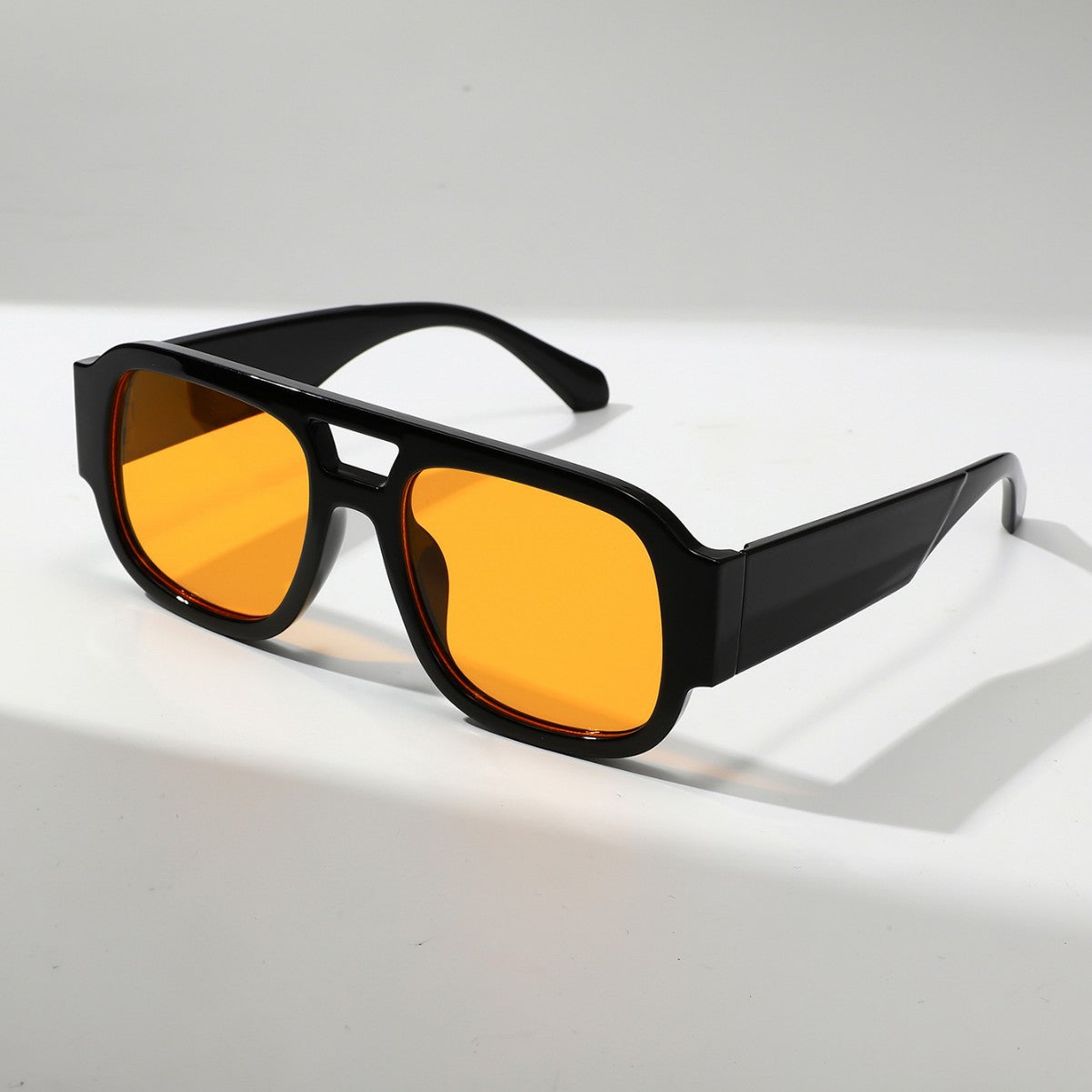 Quinn Retro Sunglasses in Yellow — chunky square aviator with keyhole bridge
