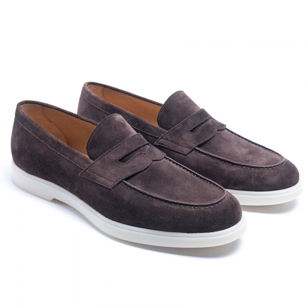 Tristan Suede Loafers in Dark Brown — men's slip-on suede loafer