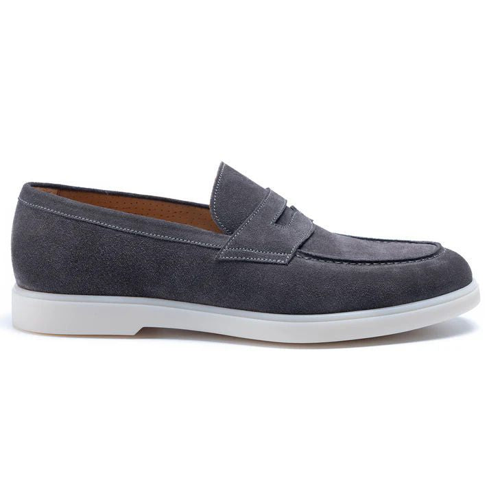 Tristan Suede Loafers in Gray side view — men's slip-on suede loafer
