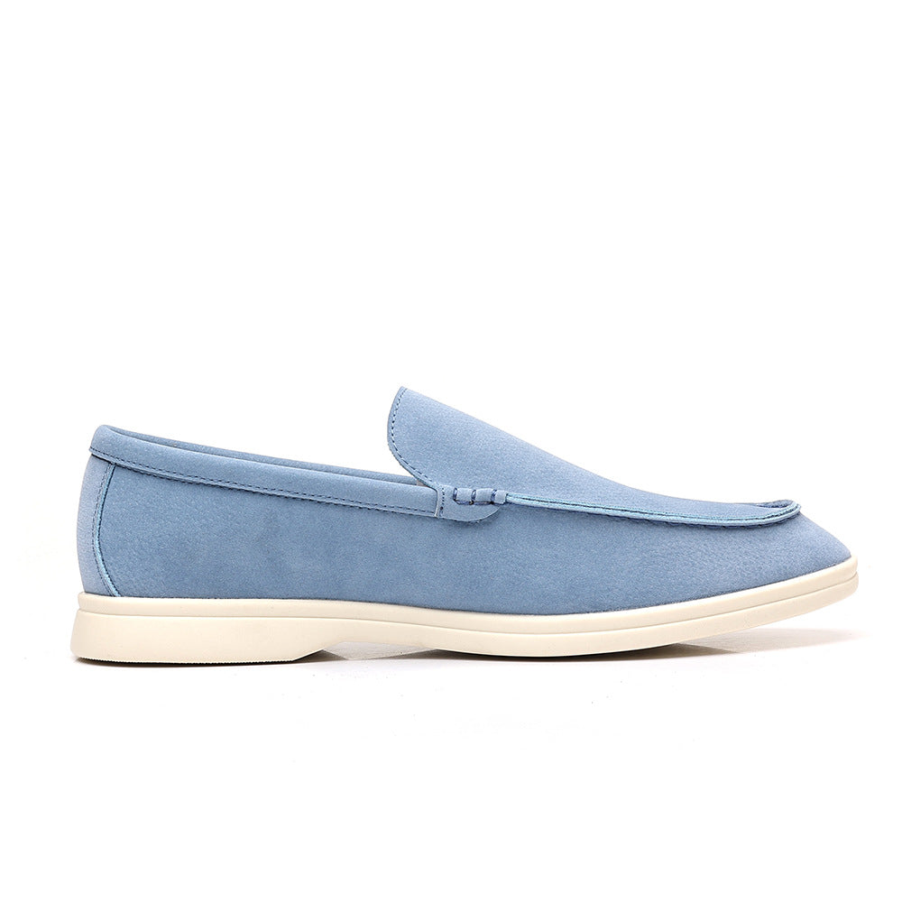 Miles Suede Loafers in Light Blue — cloud-soft suede slip-on loafers