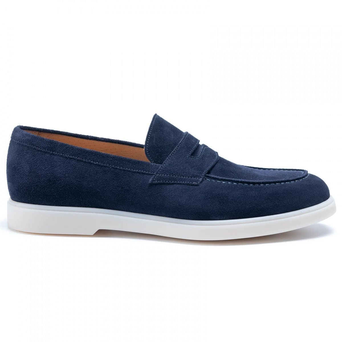 Tristan Suede Loafers in Navy Blue side view — men's slip-on suede loafer
