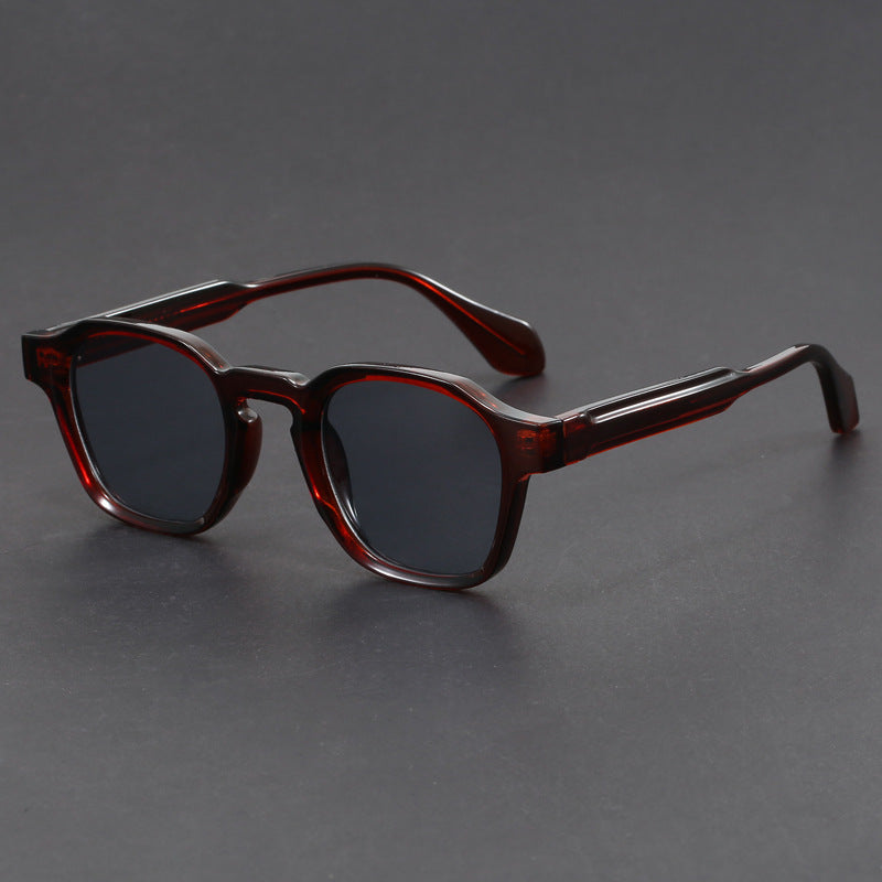 Blair Vintage Sunglasses in Burgundy — round acetate frame with tinted lenses
