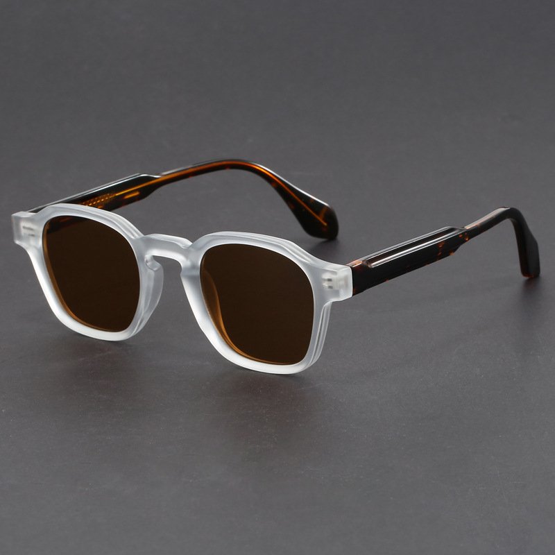 Blair Vintage Sunglasses in White — round acetate frame with tinted lenses