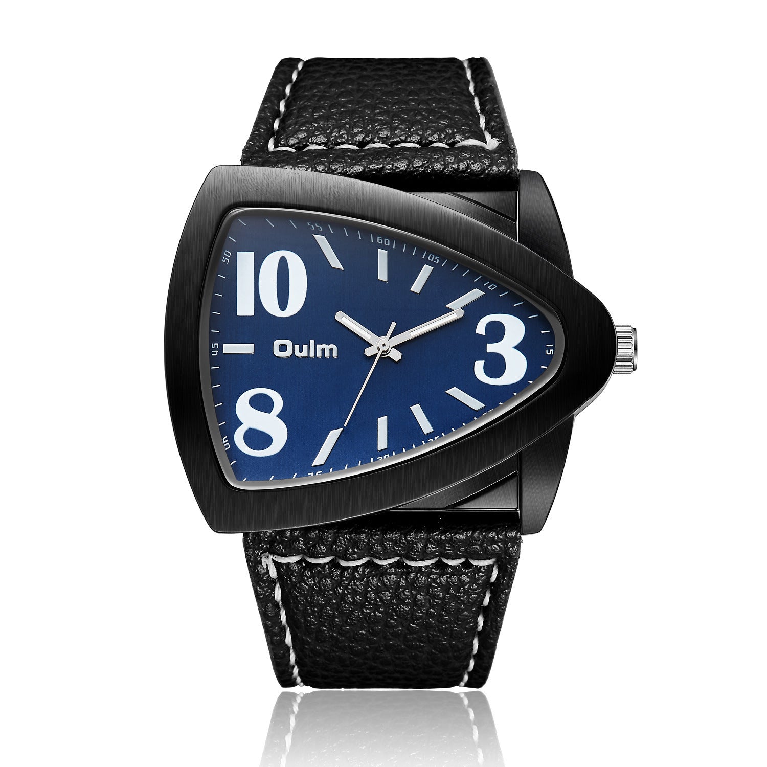 Aldo Shield Watch in Blue — men's shield-case watch with blue dial and leather strap