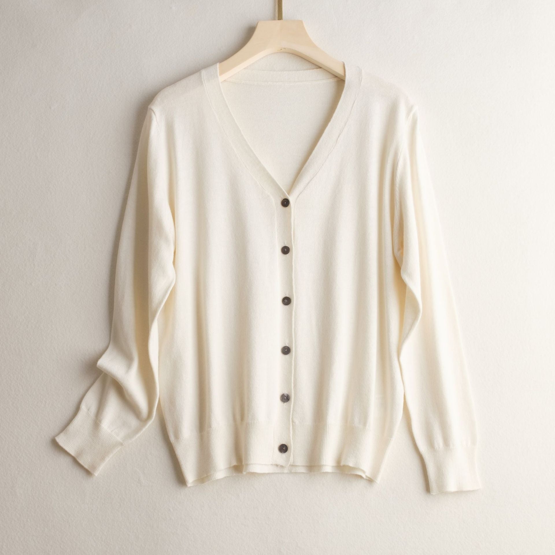 Noelle Knit Cardigan in Burgundy — women's lightweight V-neck button cardigan