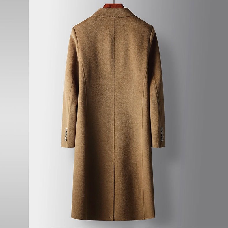 Everett Notched Overcoat in Light Brown — back view