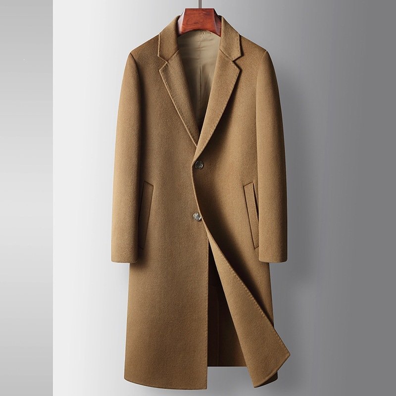 Everett Notched Overcoat in Light Brown — front view