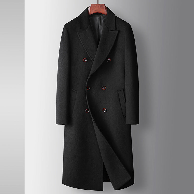 Nolan Longline Overcoat in Black — front view