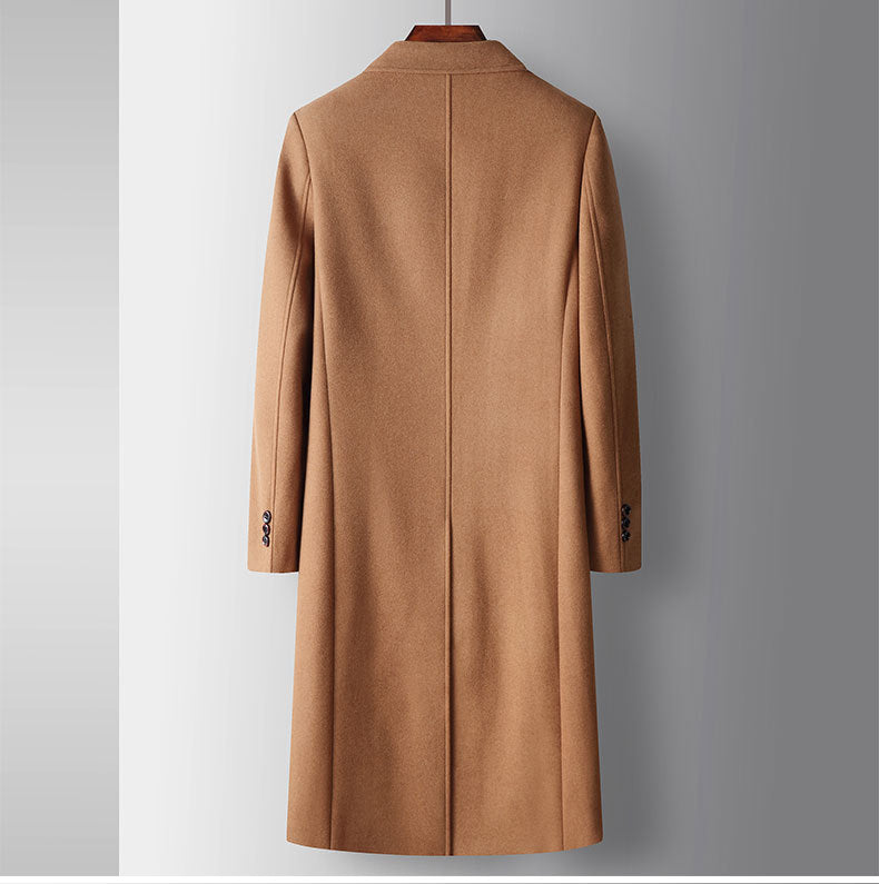 Nolan Longline Overcoat in Light Brown — back view