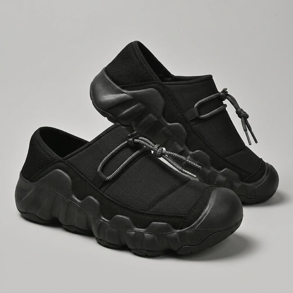 Amos Canvas Sneakers — premium cushioned slip-on with bungee toggle and lugged sole