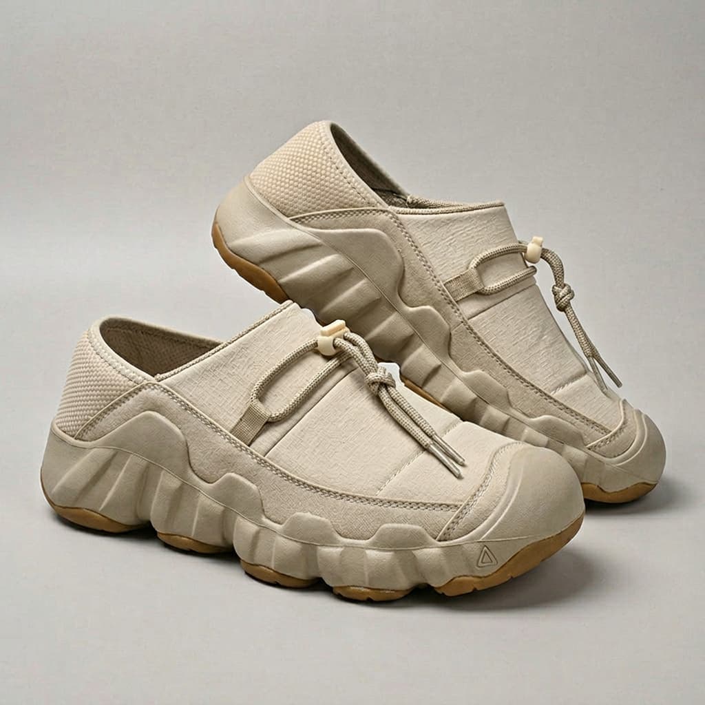 Amos Canvas Sneakers — premium cushioned slip-on with bungee toggle and lugged sole